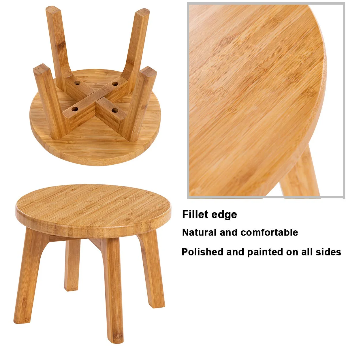 Wood small seat Natural wooden stool Custom bamboo small kids stool