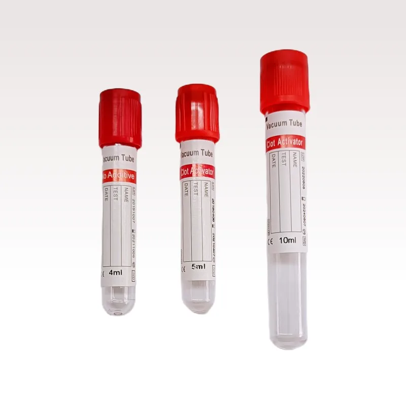 Medical Hospital Red Top Test Tubes with No Additive Blood Sample Collection
