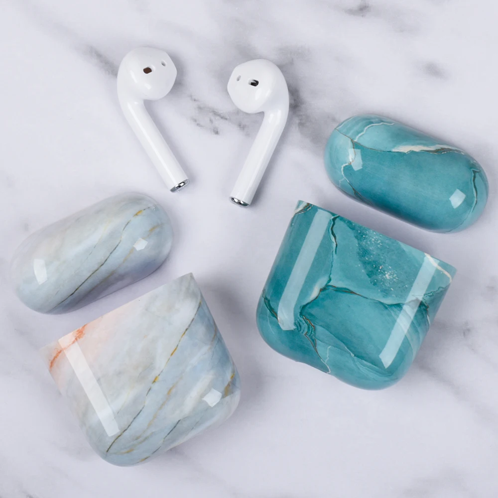  Мраморный чехол для наушников Airpods пылезащитный жесткий защитный Apple AirPods 1