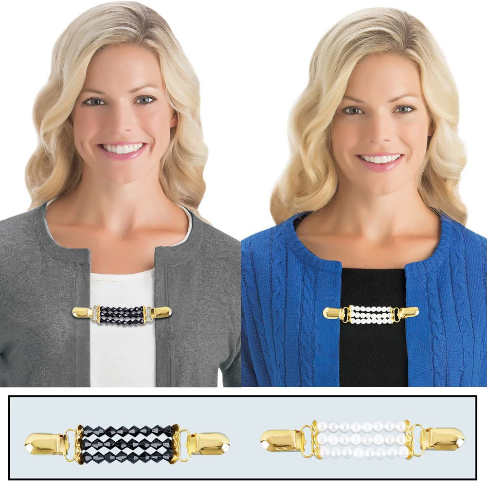 TOPFENG Sweater Shawl Clips Retro Cardigan Collar Clips Dress Shirt Brooch Clips for Women Girls