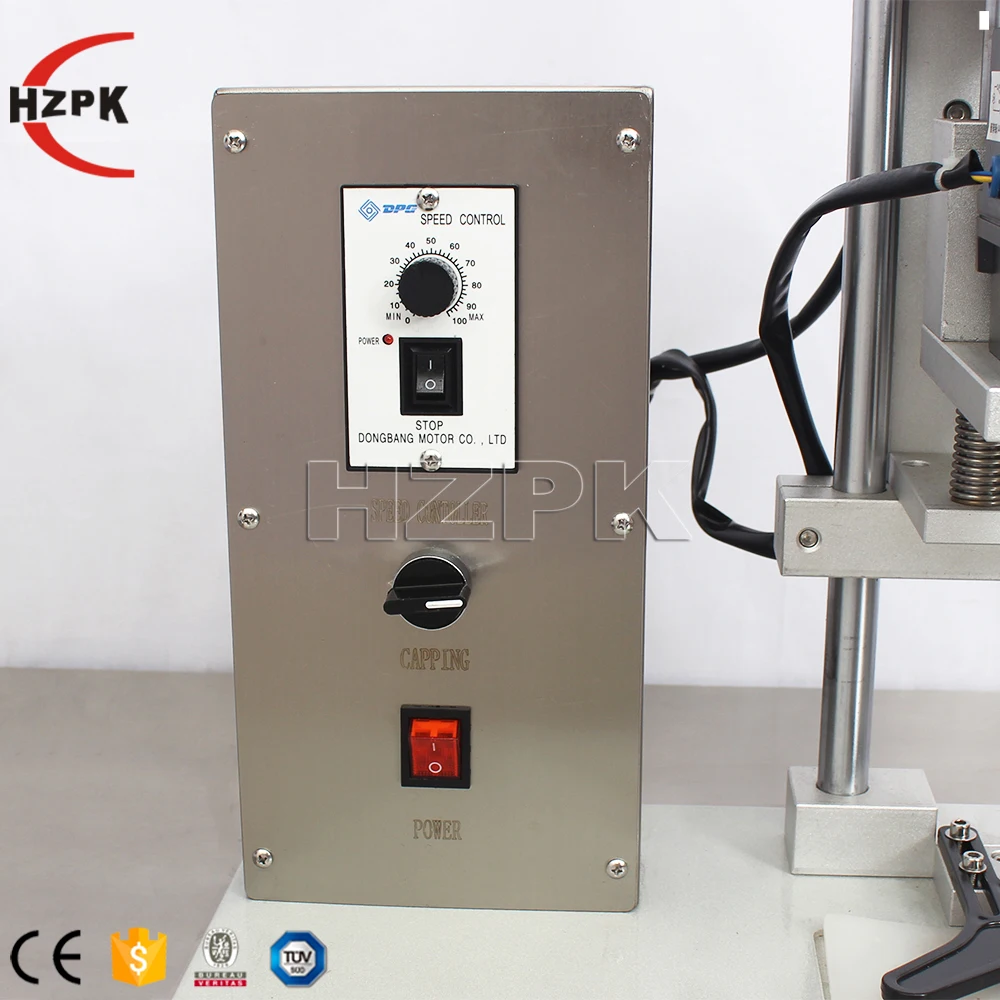 HZPK DHZ-450A Настольный Электрический Твист со стеклянной металлической бутылки для воды маленький пластиковый винт крышка укупорочная машина полуавтоматическая