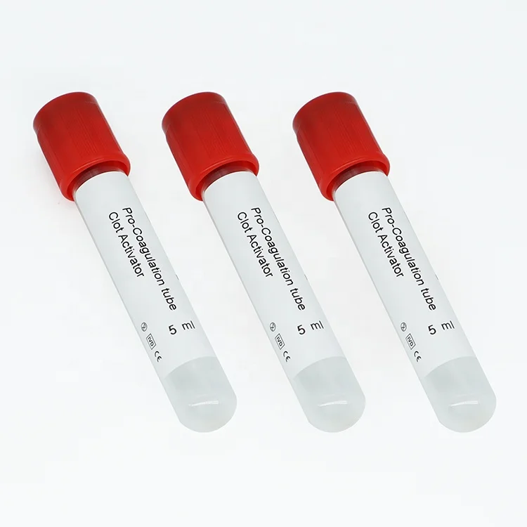 Trummed red yellow blue green grey purple black top vacutainer blood sample test collection tubes with different additive