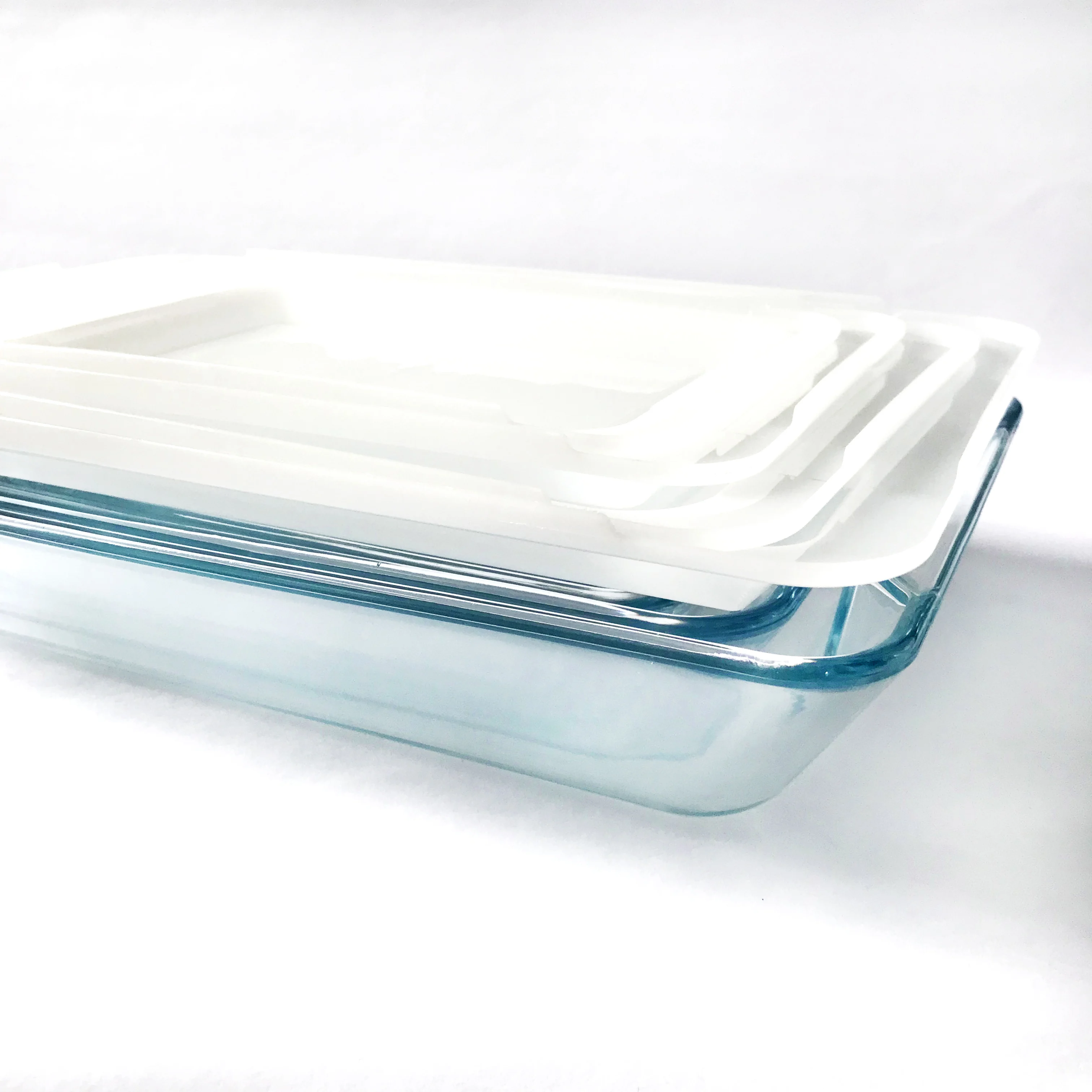 Clear Rectangular Heat Resistant Borosilicate Tempered Glass Bakeware Set with Lid Baking Pans Set