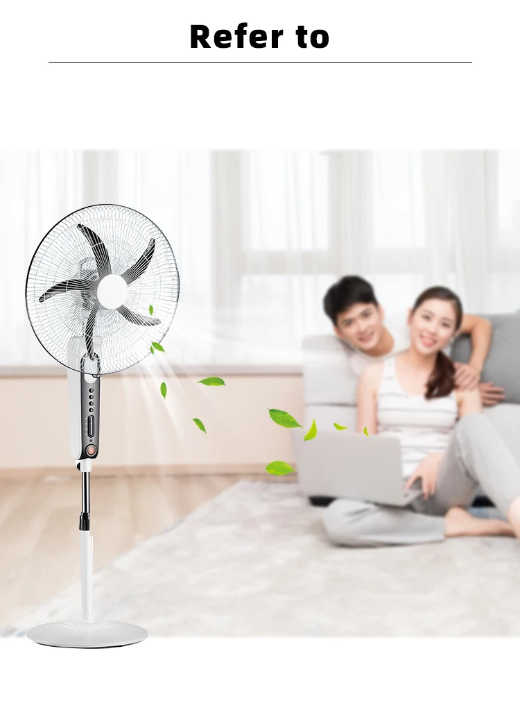 Solar DC/USB/AC Standing Fan 18 inch 5-speed LED Floor Fan household/RV/outdoor