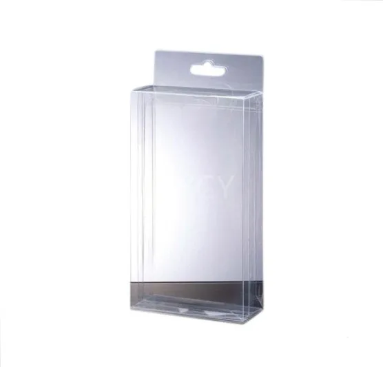 Custom clear transparent plastic PVC/PET small gift box hanging hole