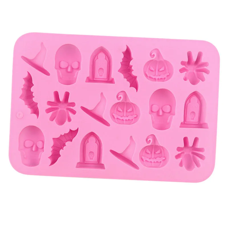 18 holes Halloween Skull Spider animals shaped Chocolate Silicone Mold Drip Glue Decoration silicone candy tools