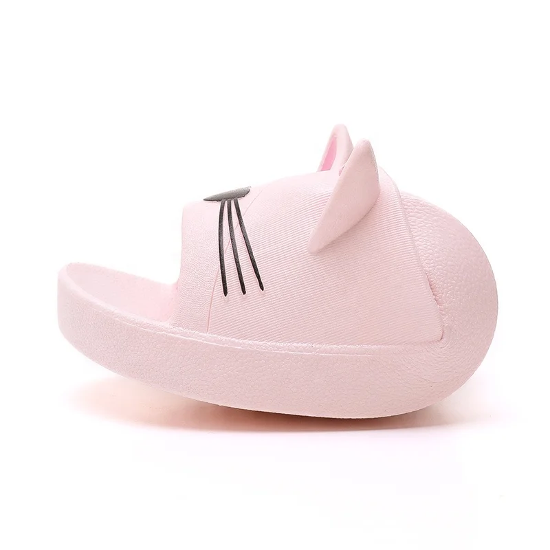 Cheap Wholesale Kids Summer Indoor Slippers Cute Cat Children Household Non-slip PVC Slides Slippers