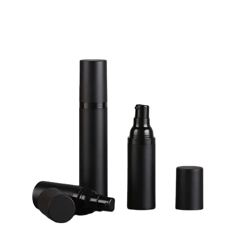 Empty Custom Cosmetic Personal Skin Care Frosted Matte White 15ml 30ml 50ml Black Airless Pump Bottle