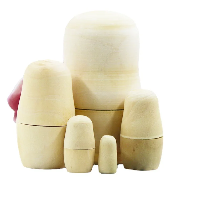 Custom Unpainted Babushka Nesting Dolls Unfinished Blank Wooden Matryoshka Doll for DIY Crafts Handmade Souvenir Gift Handicraft