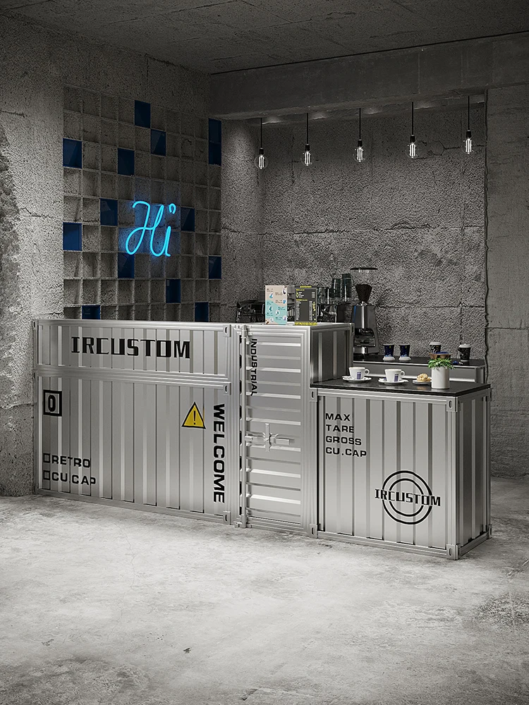 Hot selling retro bar cashier wrought iron container milk tea shop clothing store industrial style furniture creative corner rec