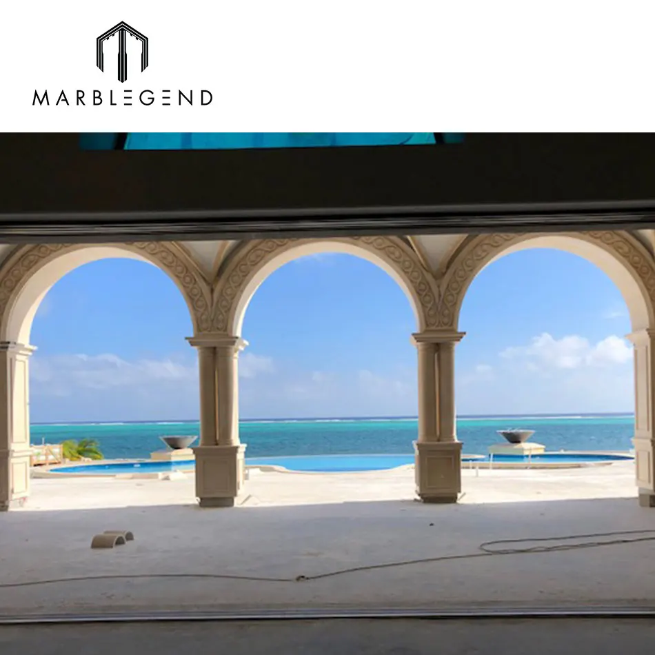 PFM Project Outdoor Building Material Decorative beige stone four-shaft Column Roman Pillar