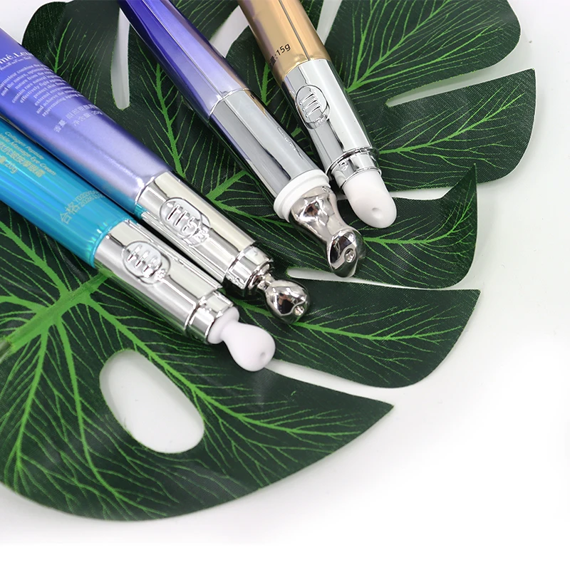Custom Cosmetic Luxury Empty Soft Tube Packaging Vibrating Eye Cream Massage Plastic Tube With Electric Metal Ceramic Applicator