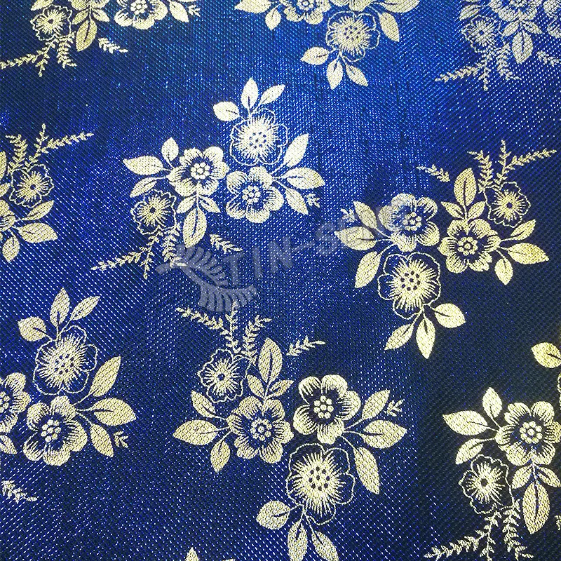 Royal Blue Foiled Metallic Bonding Fabric for Robes Tunic