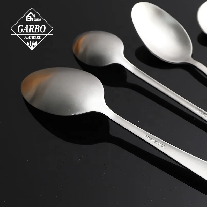 Cheap Price Restaurant Coffee Shop Hand Polished Customized Laser Logo Long Handle 7.5 Inch Silver Ice Coffee Latte Spoon