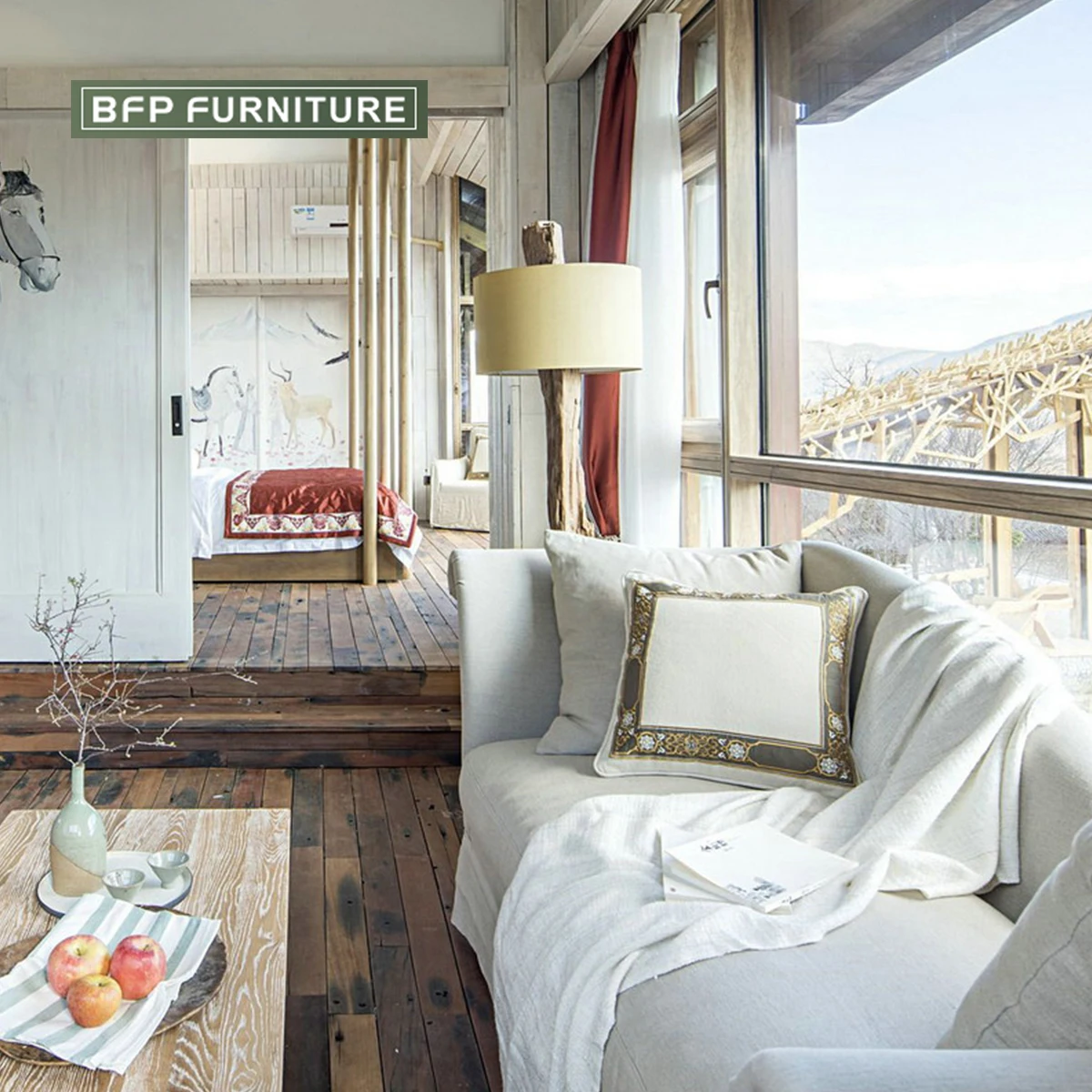 BFP Home Commercial Hotel Project Furniture Resort Villa Hotel Bedroom Furniture Solid Wood Style