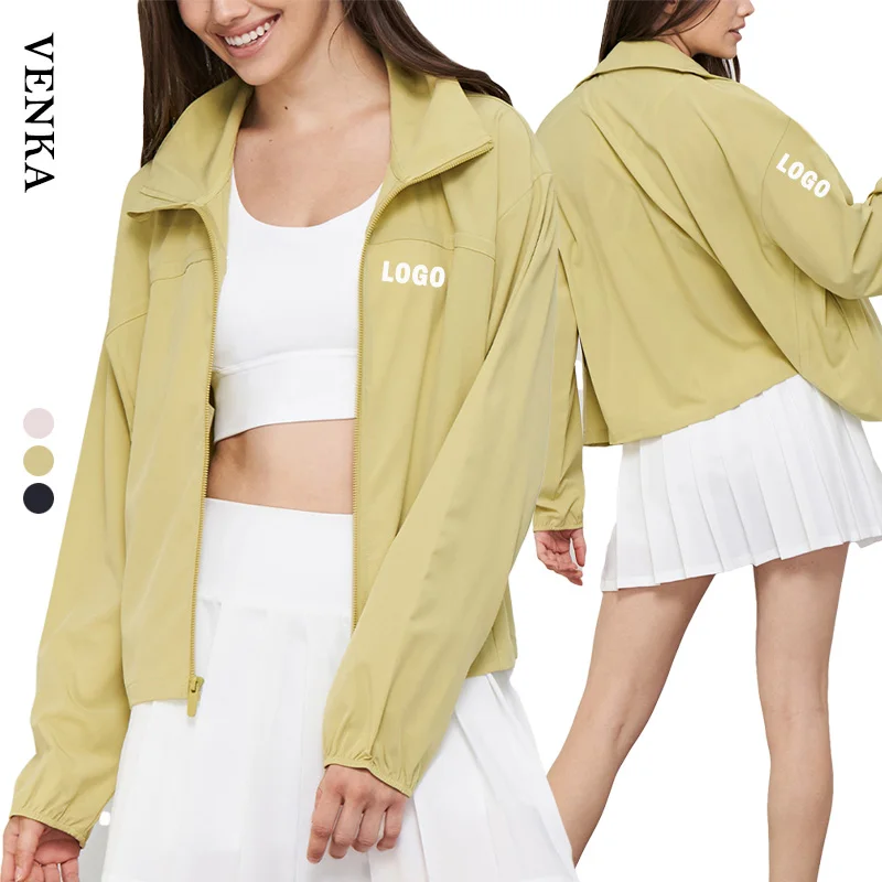 Женская куртка UPF50 + защита от солнца с молнией и воротником-стойкой дышащий хлопковый топ для тренировок на открытом воздухе карманом
