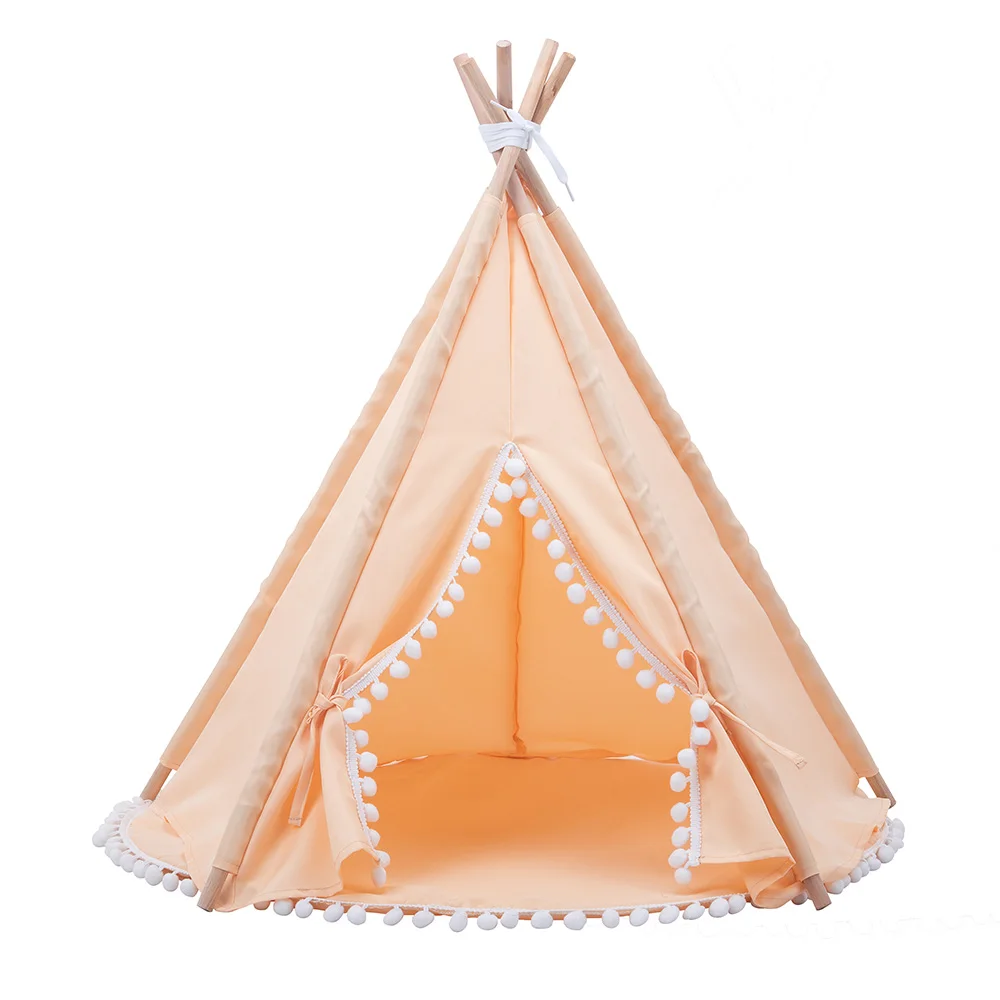 Teepee Tent for Kids with Carry Case Natural Canvas Teepee Play Tent Toys for Girls/Boys Indoor & Outdoor Playing (White Teepee