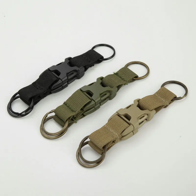 Outdoor Tactical Camping Backpack Hanging Buckle Quick Release Nylon Webbing Carabiner Locking Keychain Hook