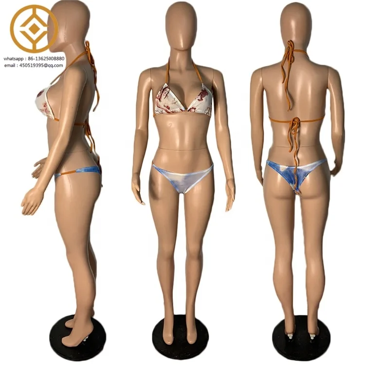 Ladies Sexy 3 Piece Bathing Suits Woman Lace Up Bra Cover Up Beach Dress Briefs Swimwear Women String Bikini Sets Beachwear