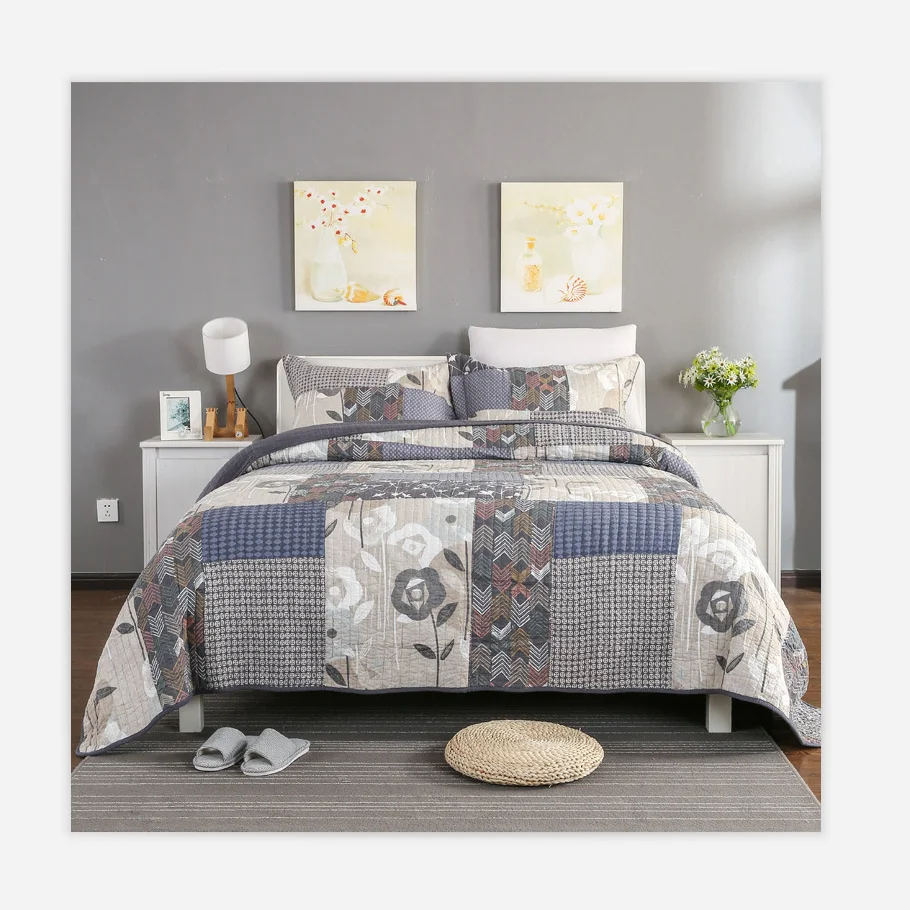 Детский комплект одежды из 3 предметов: 100% хлопок покрывало Заводская поставка моющиеся King Size постельное белье с принтом стеганое на кровать