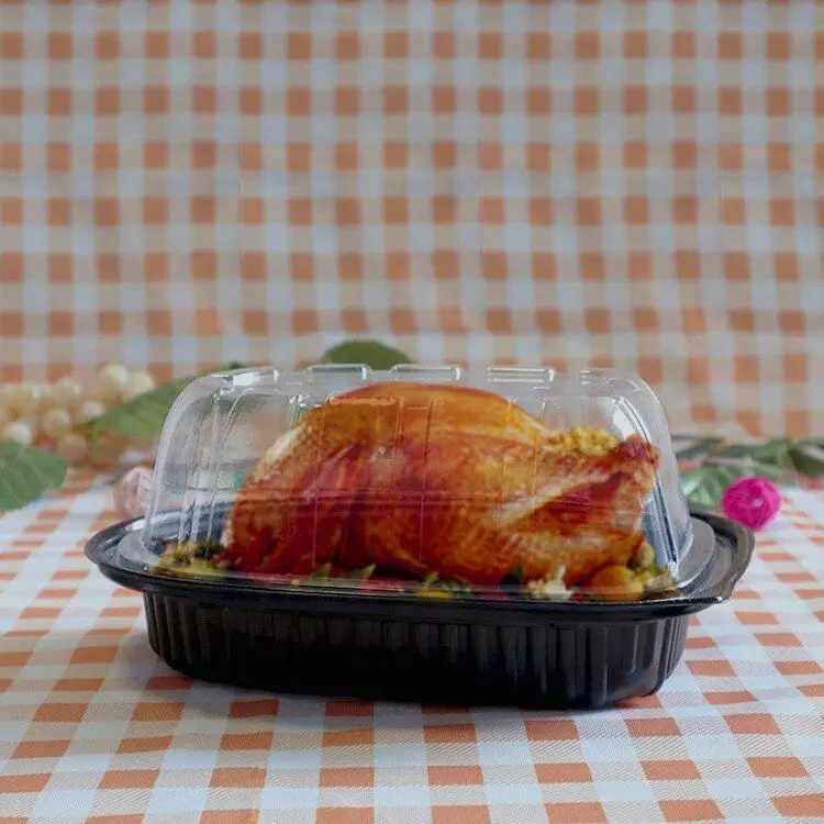 Customize Takeaway Disposable Food Container Transparent Lid Disposable Plastic Roast Chicken Container
