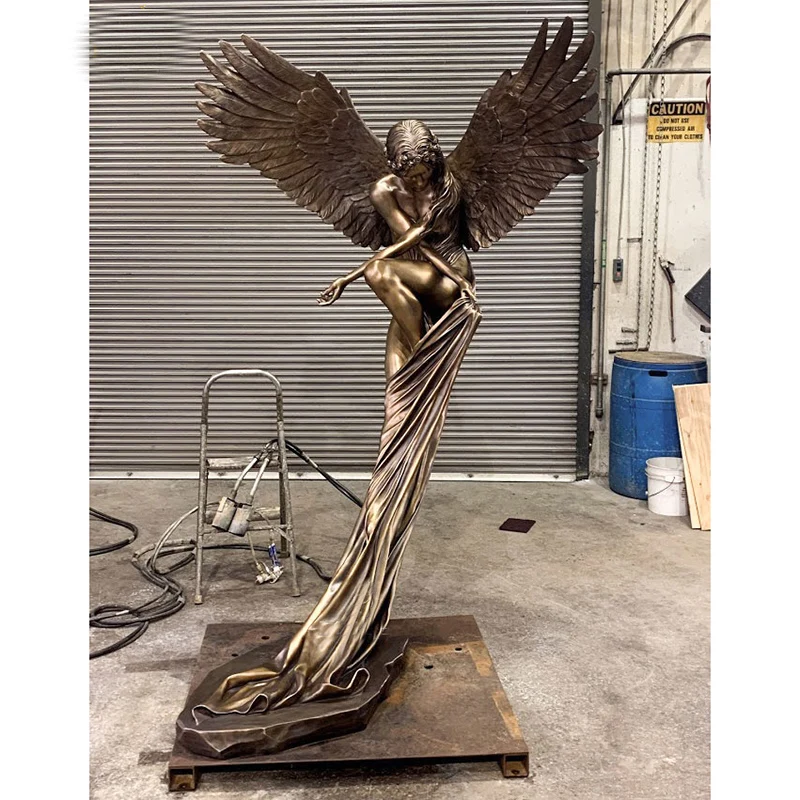 Custom Life Size High Quality Art Handmade Casting Metal Craft Bronze Angel Sculpture For Sale