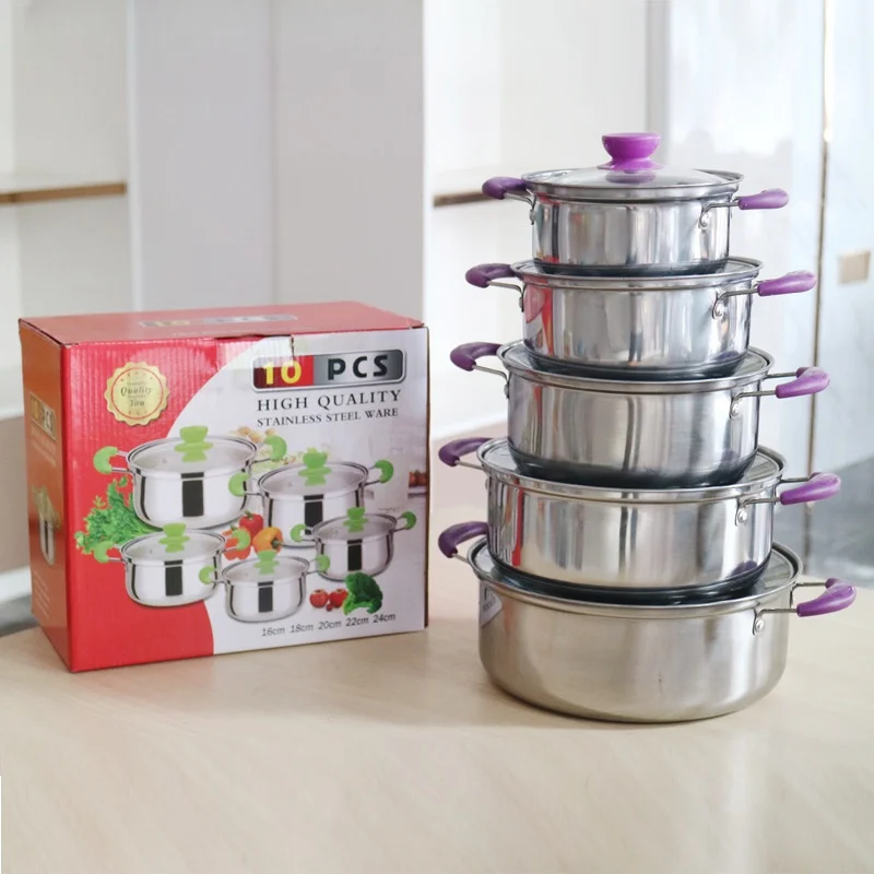 Hot Selling Stainless Steel Non-Stick Cookware Set With Glass Cover Lid Soup Pot Stew Pot-Modern Smokeless Kitchen Accessory