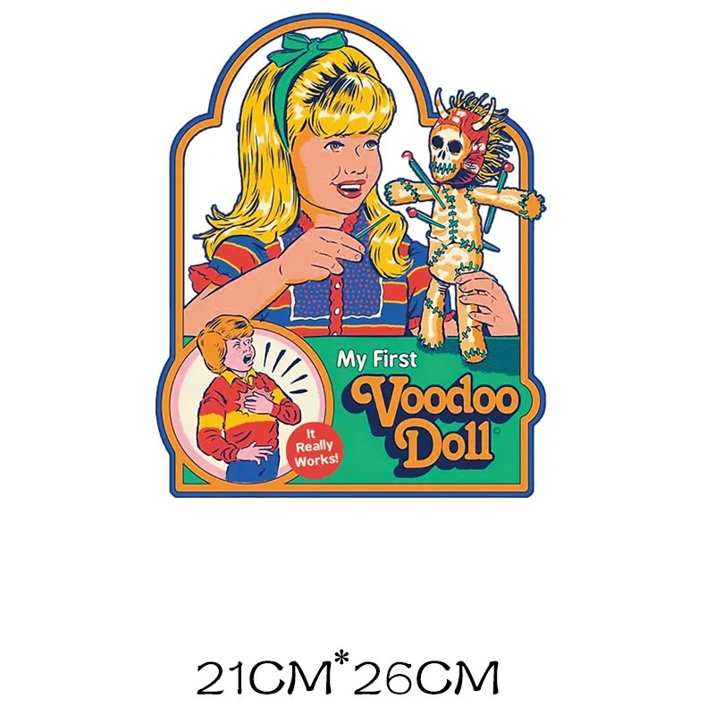 Satan Alien Evil Demon Iron on Patches for Clothing Fantasy World Anime Thermo Transfer Stickers Strips Appliques Custom Patch