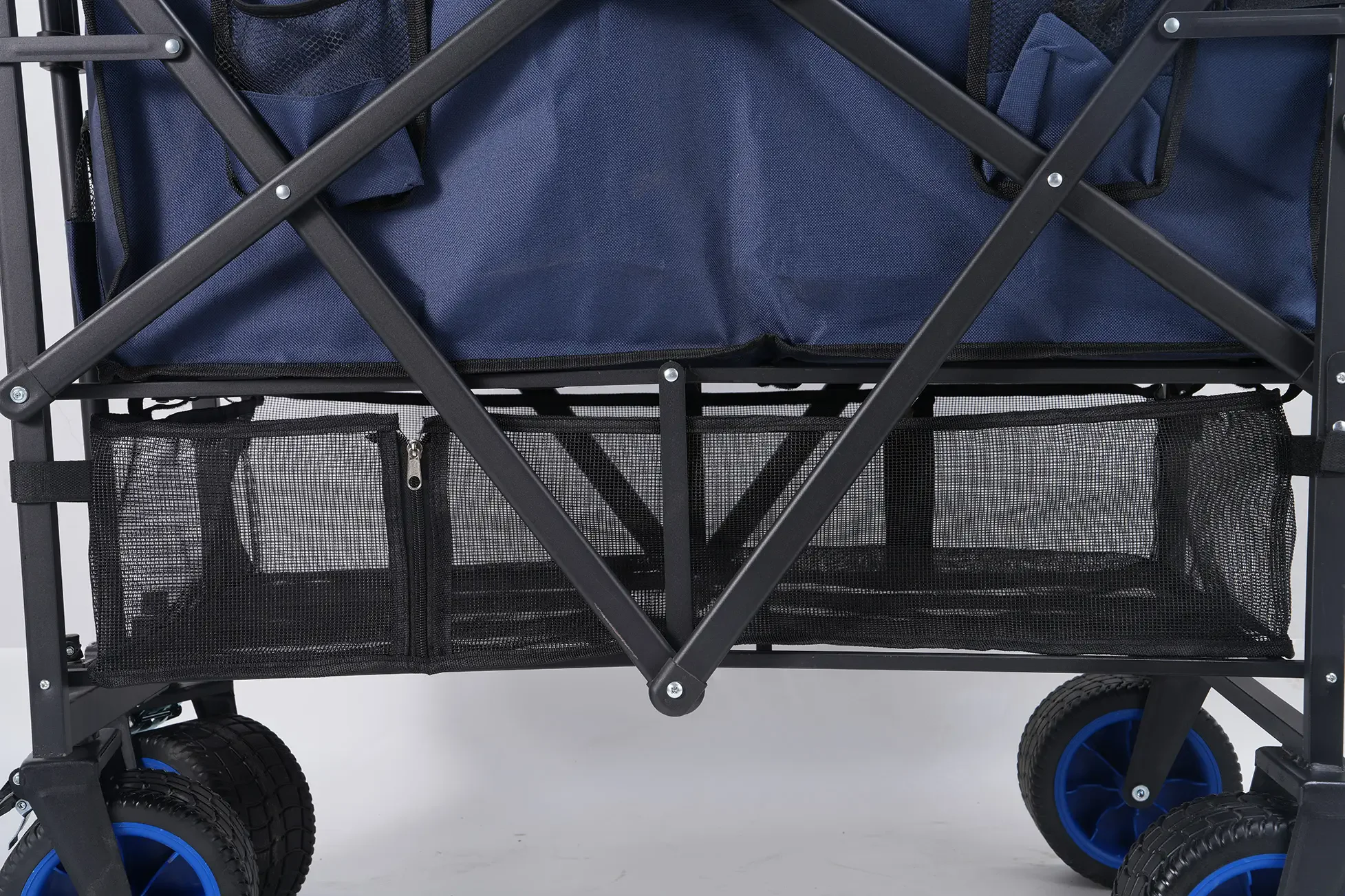 Double layered space cargo wagon cart big wheel large capacity trolley with open bucket camping outdoor for beach picnic