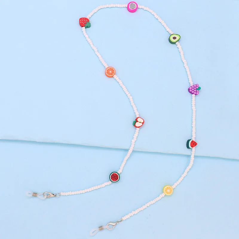 Персонализированные бусины из полимерной глины ручной работы, изысканные розовые бусины из семян, цепочка, маскировка очков, ловушка для детей