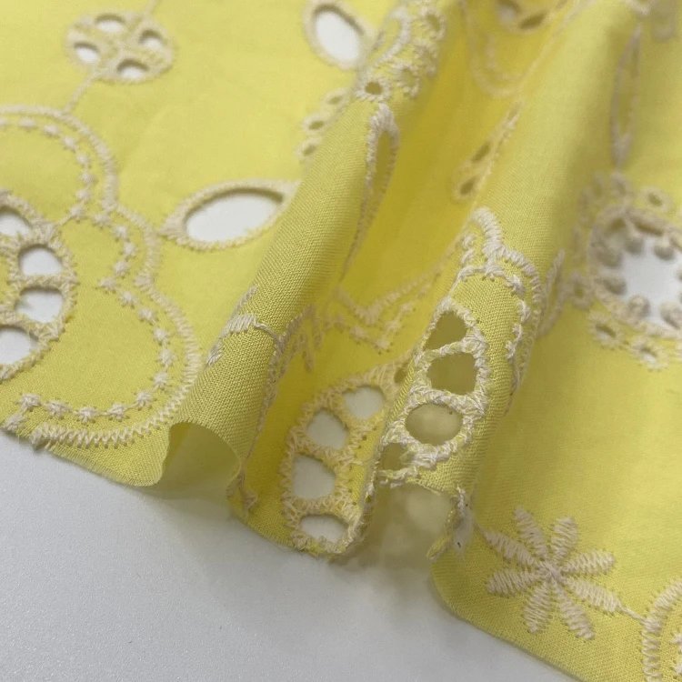 Harvest Cotton Embroidery Anglaise patterns woman top fashionable woven cotton 3D eyelet floral embroidery fabric for dress