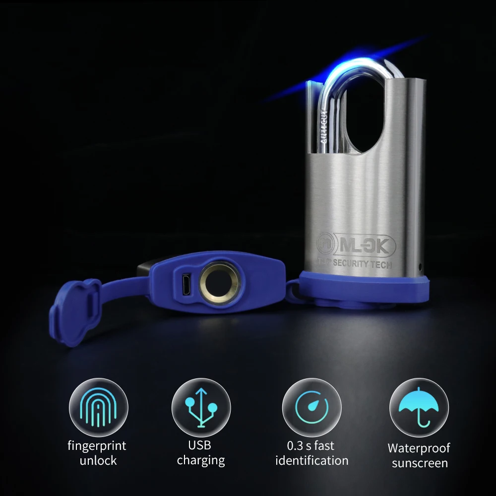 Brass Smart USB app warehouse padlock with fingerprint