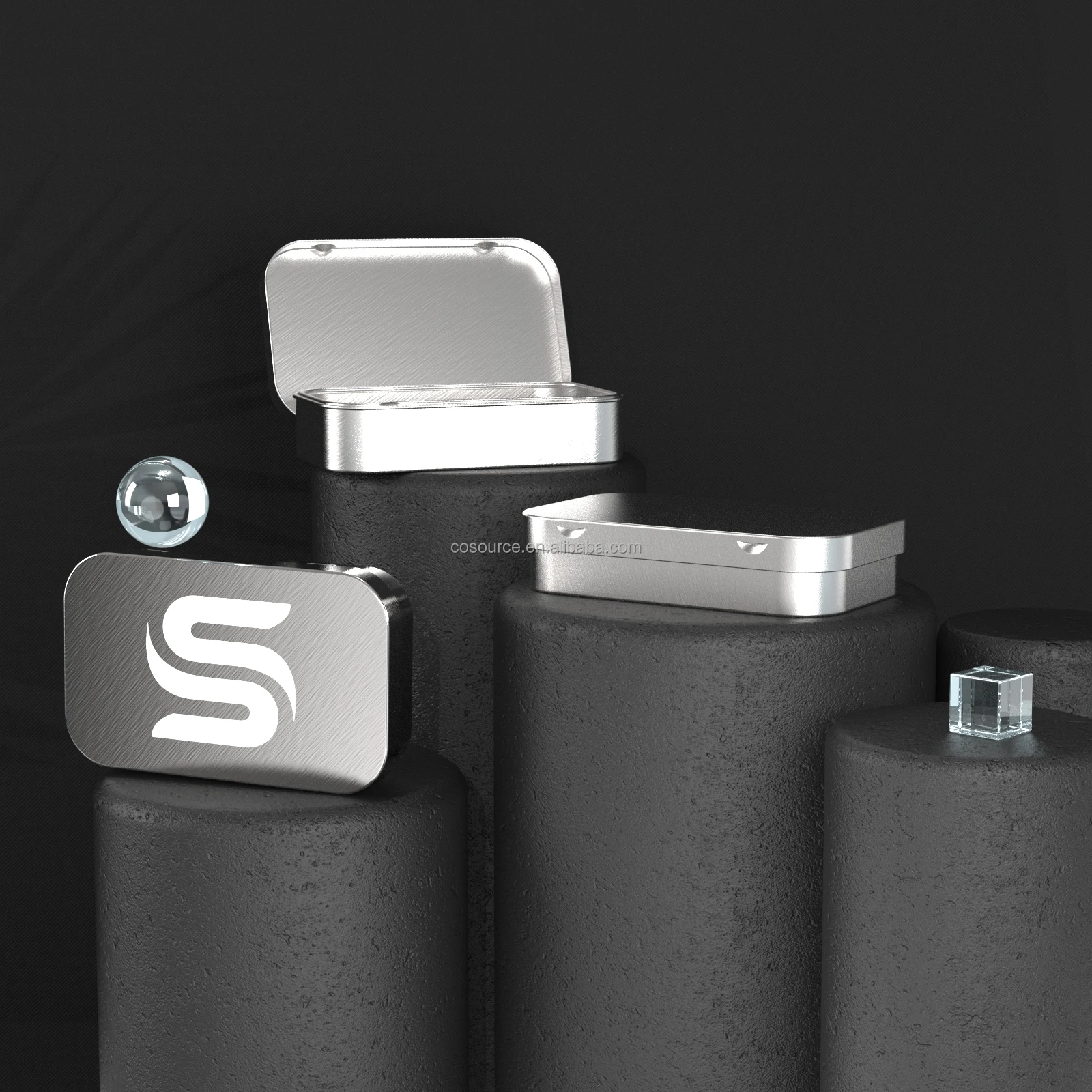 Custom Printed Child Resistant Certified Airtight Packaging Rectangular Metal Flip Top Tin Case for PreRolls Gummies Flower