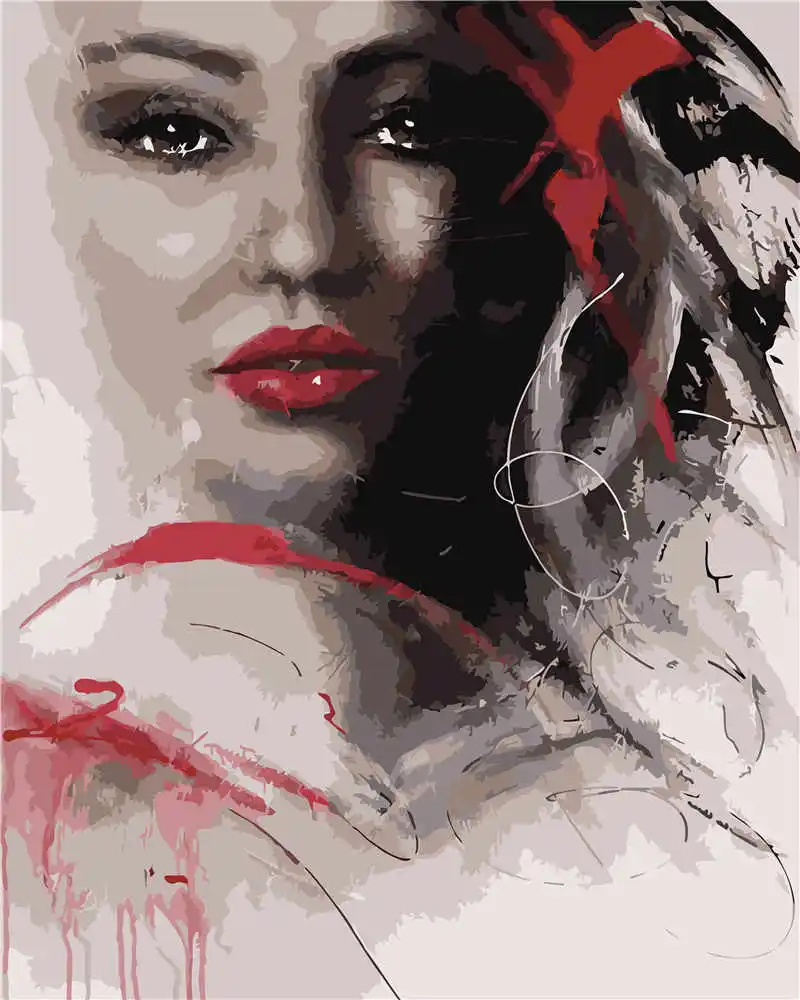 
Female singer oil painting digital adult paint canvas painting kit gift home decoration 