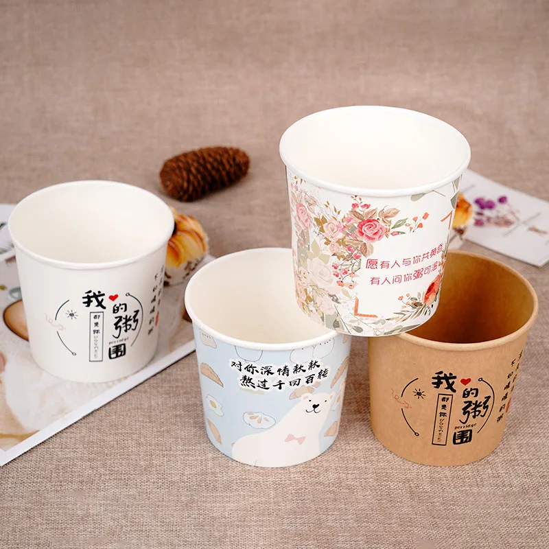 15 oz 16 oz 17 oz  32 oz Wholesale Custom Printed Disposable Kraft Paper Noodle Soup Salad kraft paper soup cup