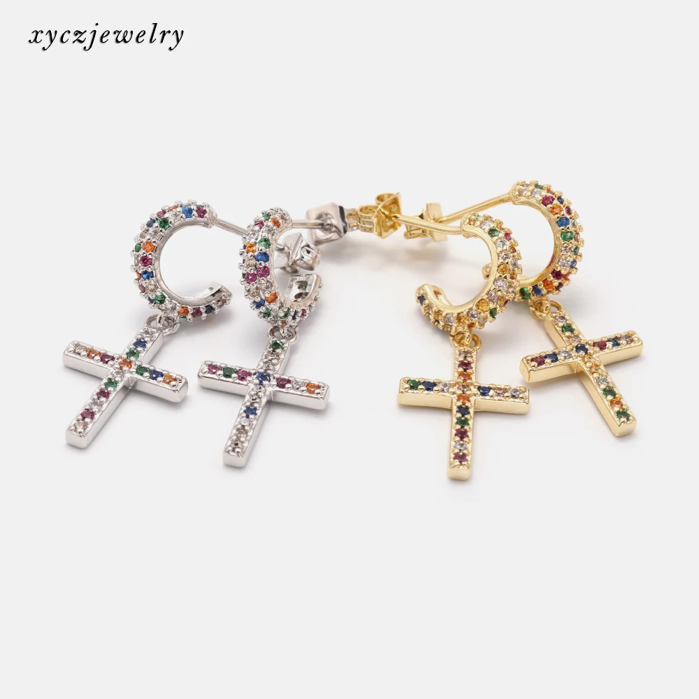 Holy cross mix color cz jesus good price stud earrings for women 2021
