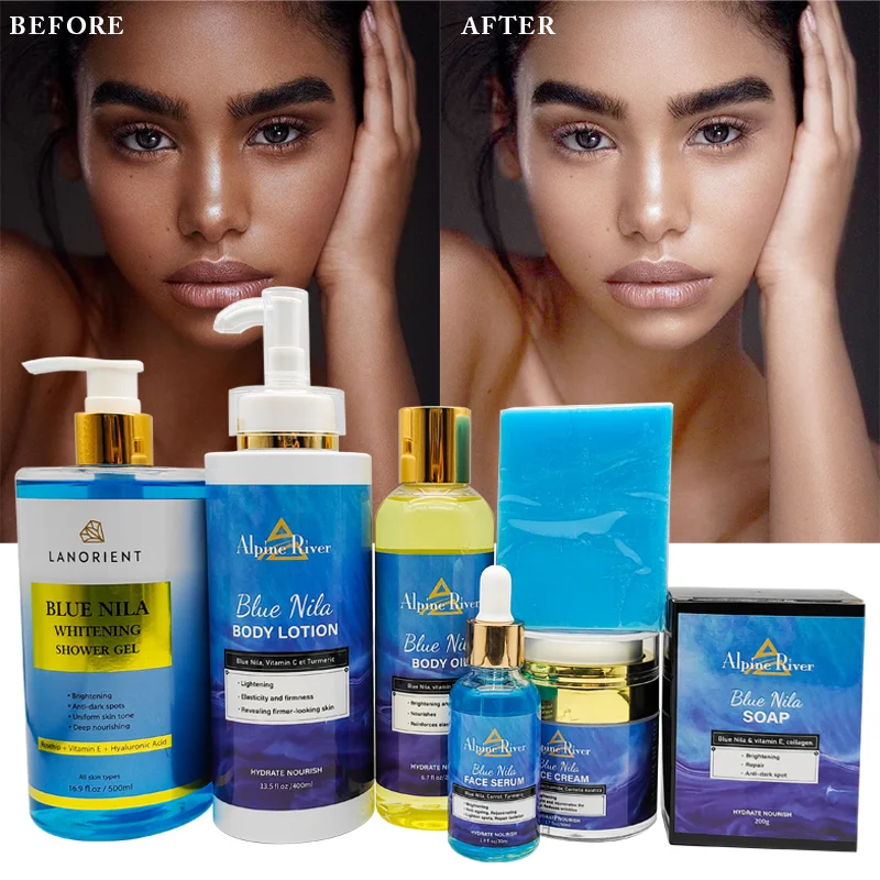 Private Label Brightening Skincare Beauty Products Vitamin E Turmeric Facial Kit Anti Aging NILA Skin Care Set For All Skin Type