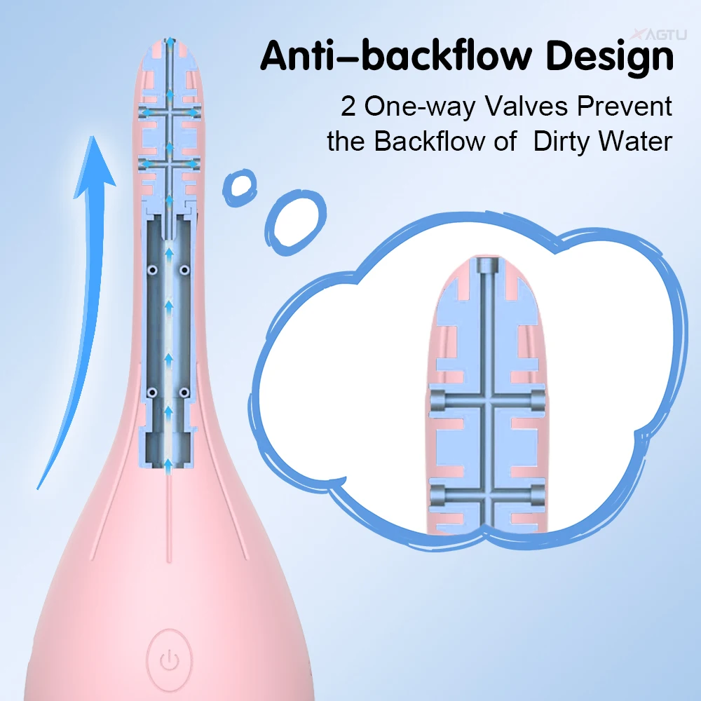 Anal Enema Big Capacity Cleaner 3 Squirt  Vibration Modes Shunt Design Better to Drainage for Water Body Safe Silicone Cleaner