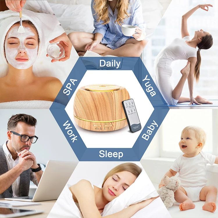 300ml Mini Air Humidifier Ultrasonic Diffuser Wood Grain USB Aroma Diffuser With Remote Control