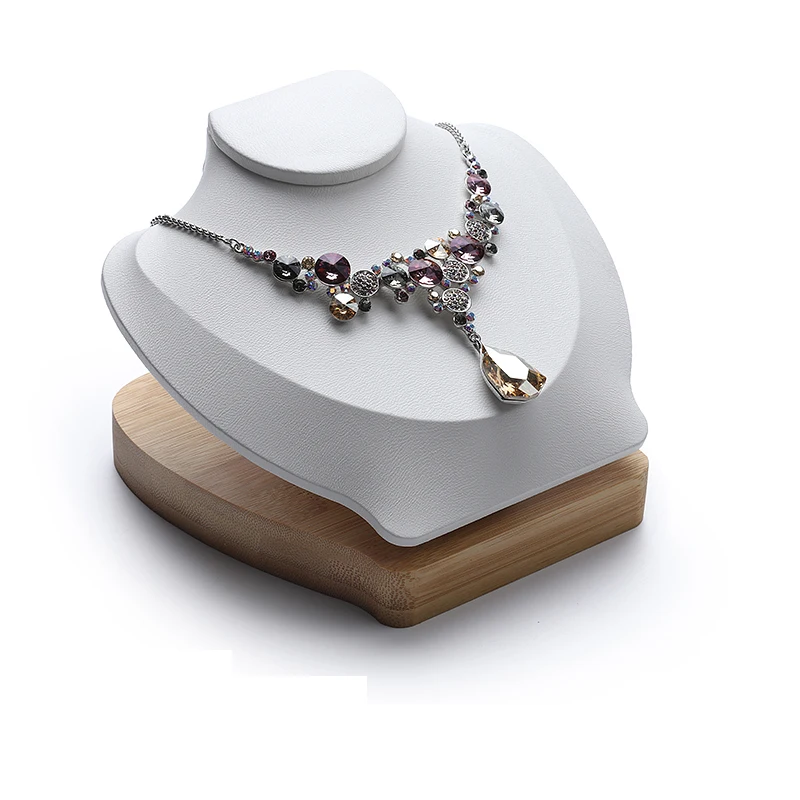 DIGU Europe High quality PU leather jewelry display necklace bust wood necklace and earring jewelry display mannequin