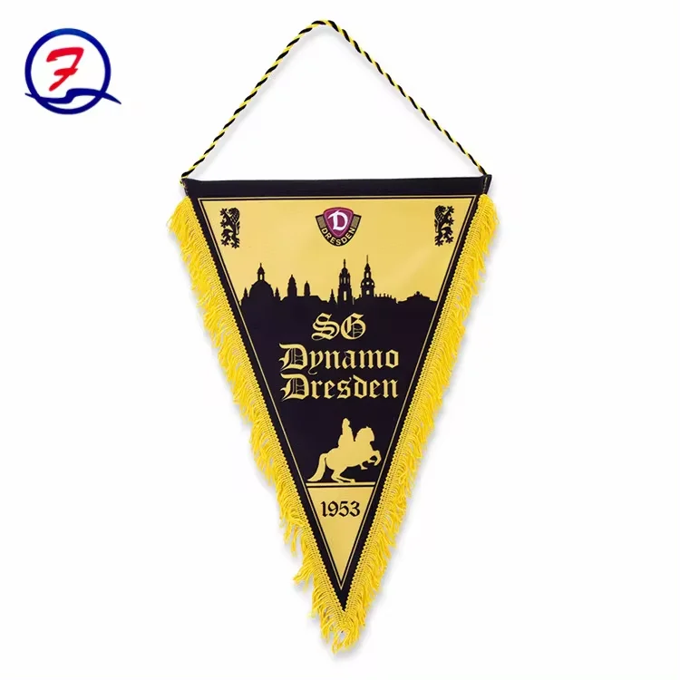 Wholesale Decoration Mini Flag Banner Fringy Window Hanging Satin Material Exchange Pennant Flags Double Sided Banner Wall