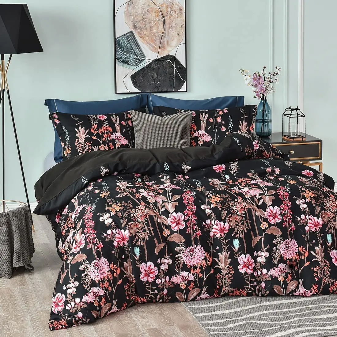 Комплект постельного белья с цветочным рисунком в стиле бохо