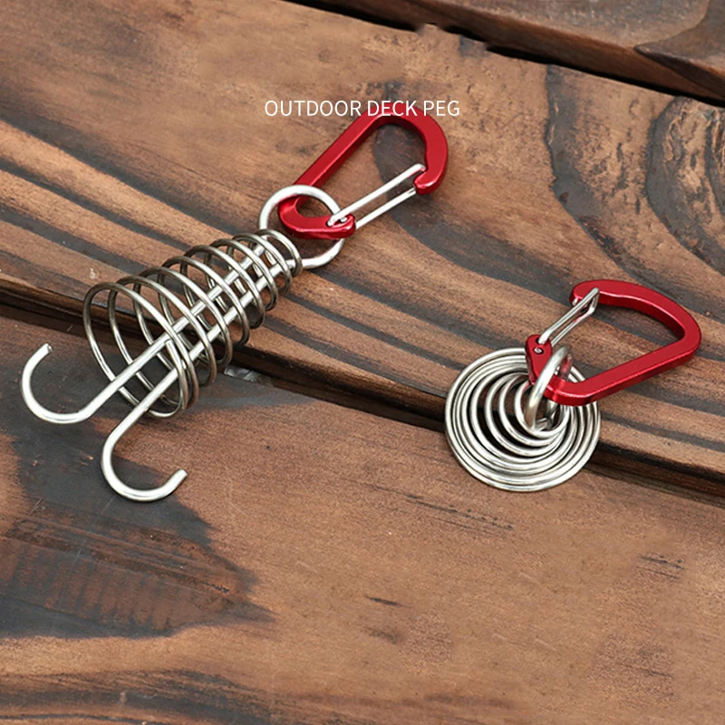 New outdoor tool outdoor camping board peg with keychain carabiner clip hook lock buckle stainless steel octopus deck peg