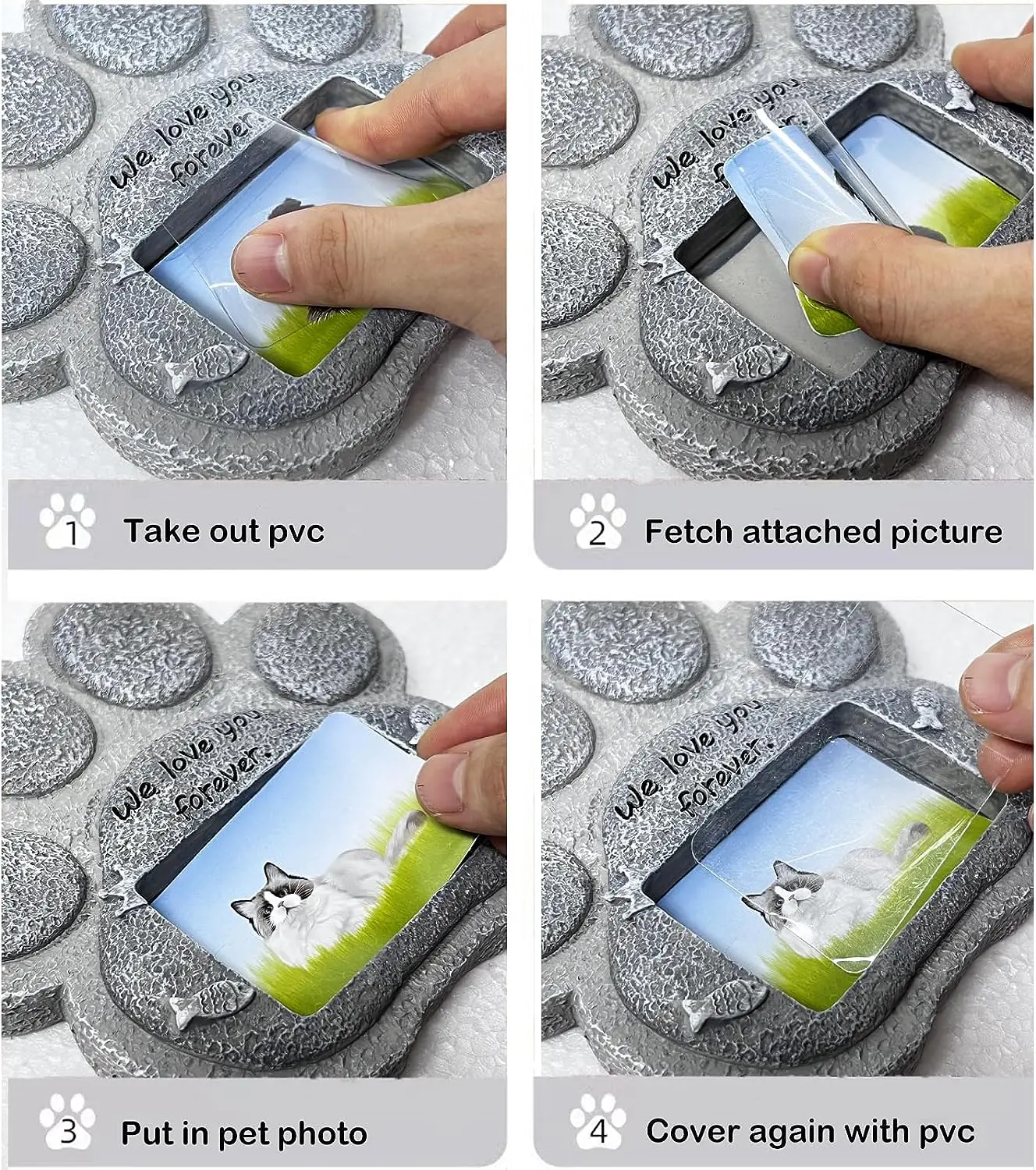 Outdoor Paw Shaped Carve Tombstone Indoor Display Pet Memorial Stones for Loss of Cats Sympathy Gift Cats Bereavement Gifts