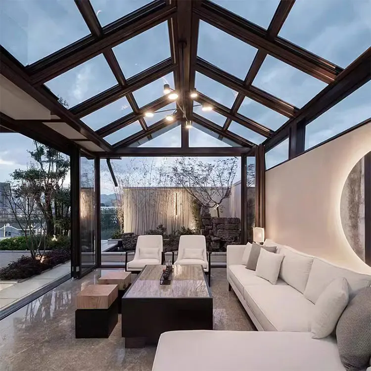 Balcony Free Standing Winter Garden Aluminum Frame Slant Roof Sunroom Outdoor Conservatory Solarium Glass House Sun Room