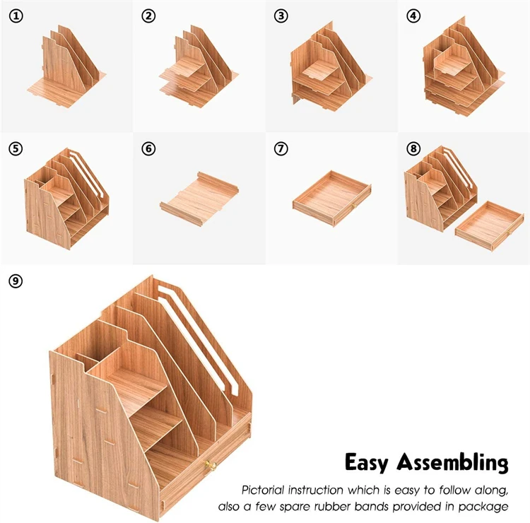 Tonsmile Hot Selling Modern Cherry Wooden Office A4 Stationery Desk Organiser