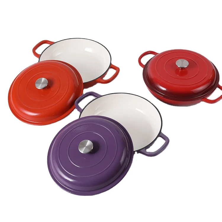 8 inch enamel cast iron skillet  color soup pot dutch oven enameled cast iron cookware set