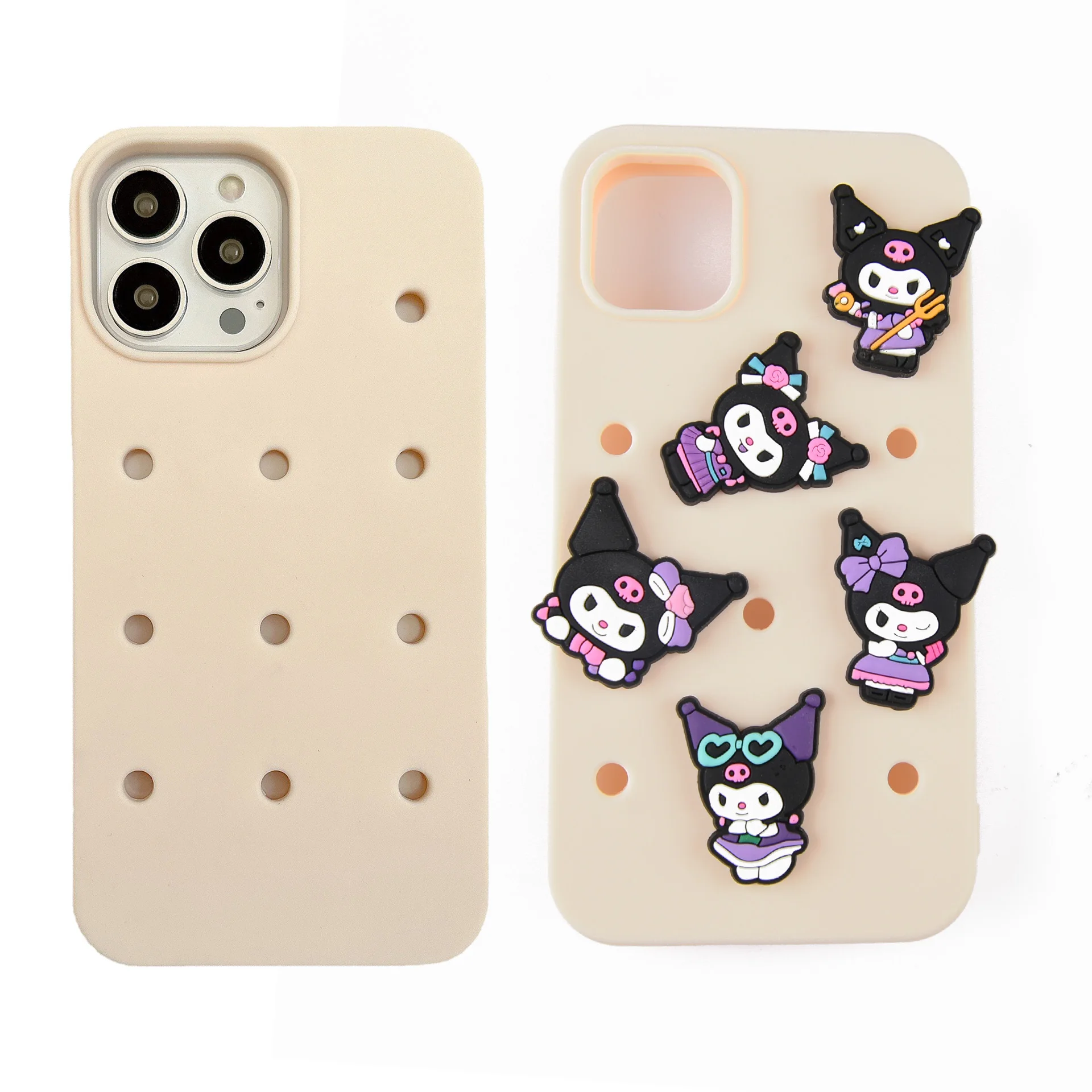 high quality waterproof silicone cell phone case with holes diy phone case for iphone 11 12 13 pro max hold croc charms