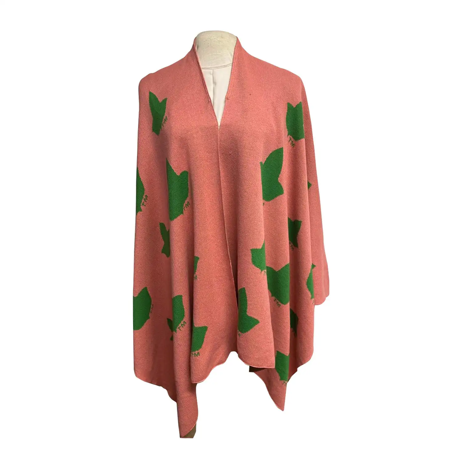 manufacturer customized pink green wrap greek letter knit cardigan sweater shawl poncho