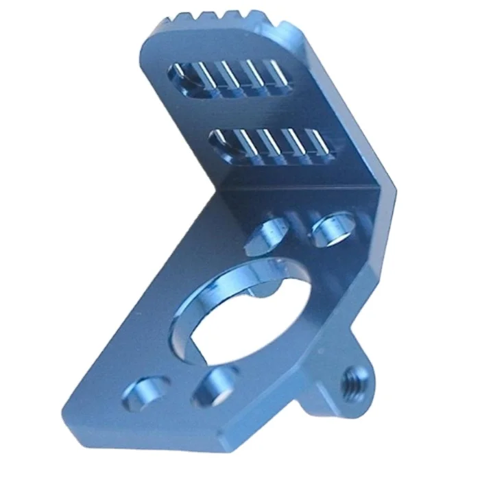 Good quality CNC Machined Blue aluminum radiator heat sink Right Angle motor mount base auto accessories